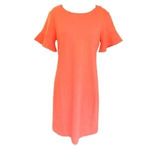 NEW NWT Tahari Coral Orange Sheath Dress Short Sleeve Textured Knit Size 6